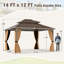 Pavillon de jardin 14 po x 12 pi avec toit en métal galvanisé robuste à double toit-117464519