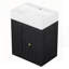 Meuble-lavabo avec lavabo en céramique, armoire de rangement en panneau de fibres à densité moyenne, tiroir, tablette latérale et poignée dorée - meuble-lavabo moderne peu encombrant pour les petites salles de bain-1007317329