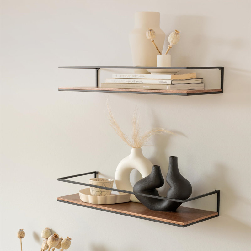 Ameelya Floating Shelf, Black/Brown