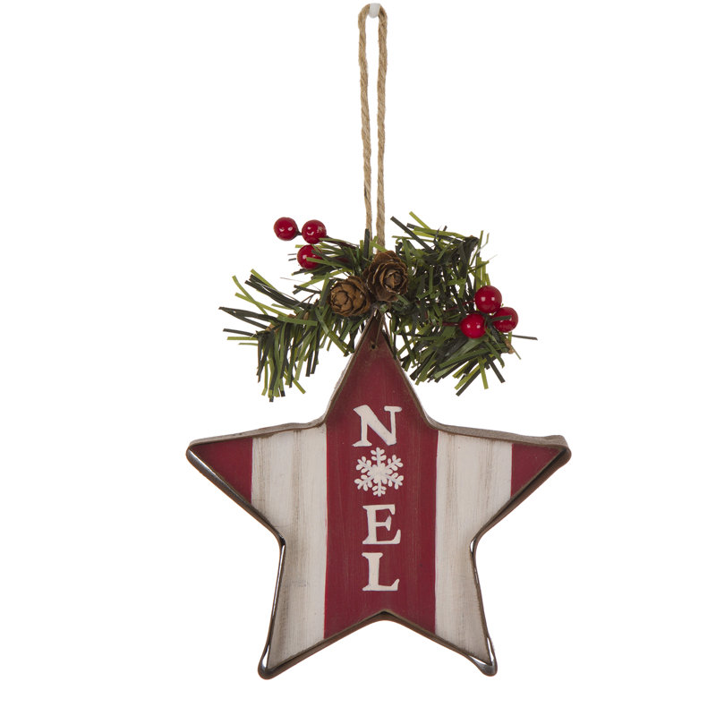 Ornement étoile des Fêtes Noël en bois et en fer