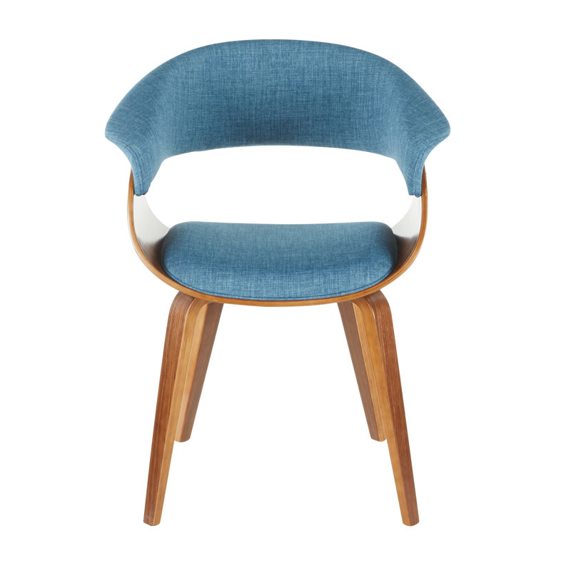 18.50'' H Velvet Upholstered Armchair, Blue Polyester Blend