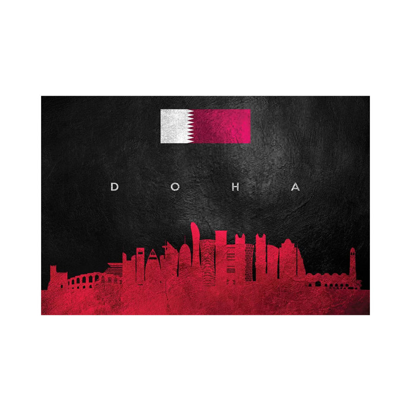 «Horizon de la ville de Casablanca» par Adrian Baldovino, reproduction d'art graphique sur toile tendue