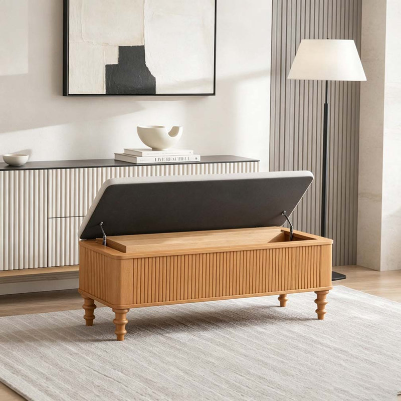 Banc de rangement avec repose-pieds 50,8 pouces, Natural