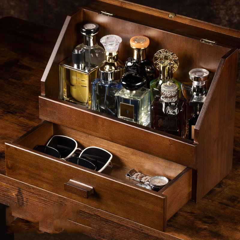 Wood Makeup Organiser