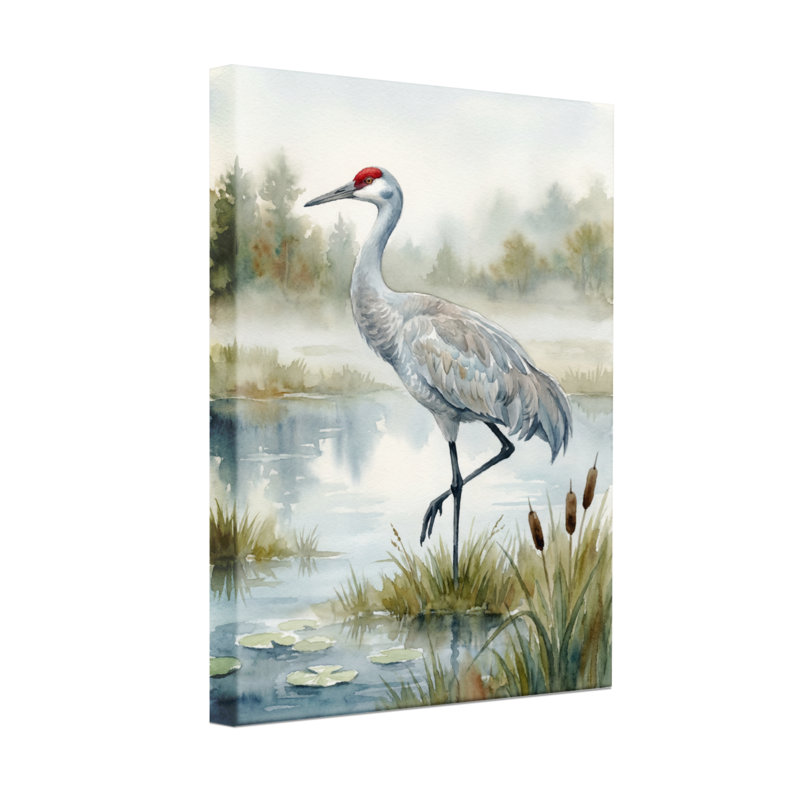 Animaux, reproduction de l'aquarelle de grue du Canada, H 40 po x l 28 po