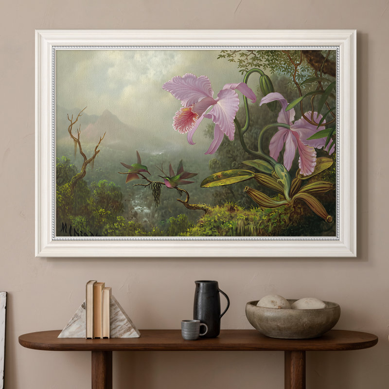 Deux colibris anges du soleil sur une branche, v. 1890-1904 - Martin Johnson Heade - Toile encadrée sur mesure, Framed Canvas