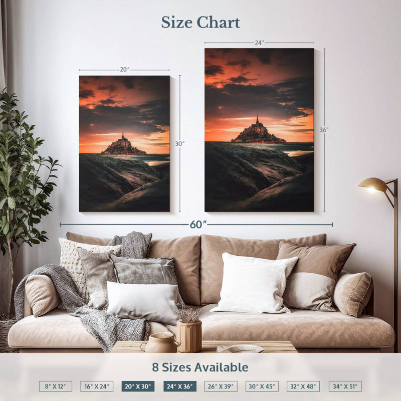 Adella enchanteur Mont Saint Michel, H 36 po x l 24 po