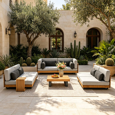 Teak 8 Pieces Outdoor Patio Coversation Sets