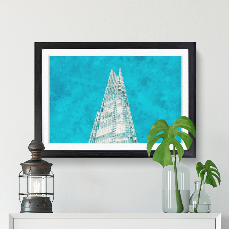 The Shard in London England - Picture Frame Painting Print, 24cm H x 33cm W x 2cm D, Black Framed