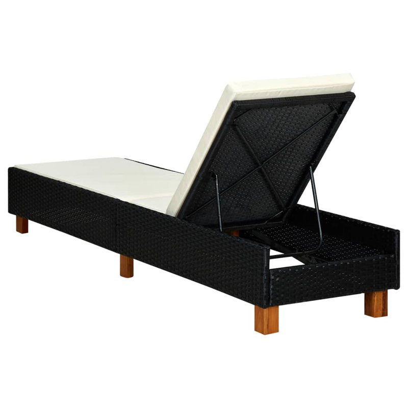 Vidaxl Sunbed With Cushion Poly Rattan Grey, White, Black