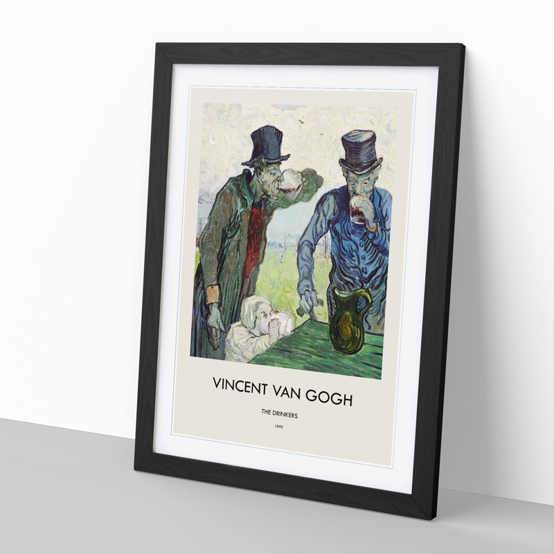 The Drinkers After Daumier by Vincent Van Gogh - Picture Frame Painting, 65cm H x 48cm W x 2cm D, Black Framed