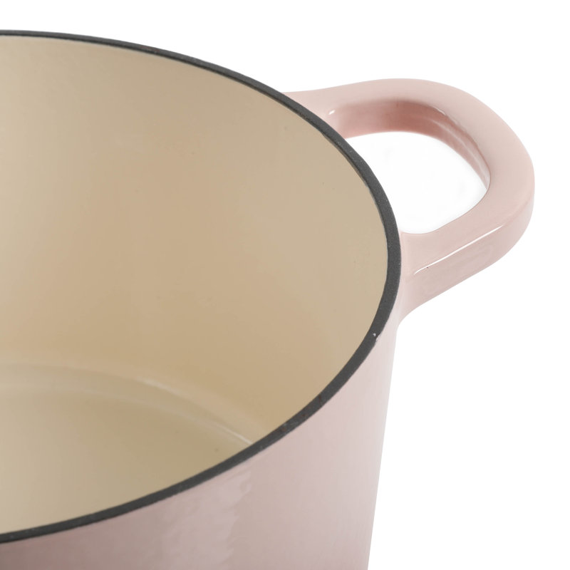 Cocotte ronde artisanale en fonte antiadhésive Crock-pot, 5 pte, Vert pistache / argent