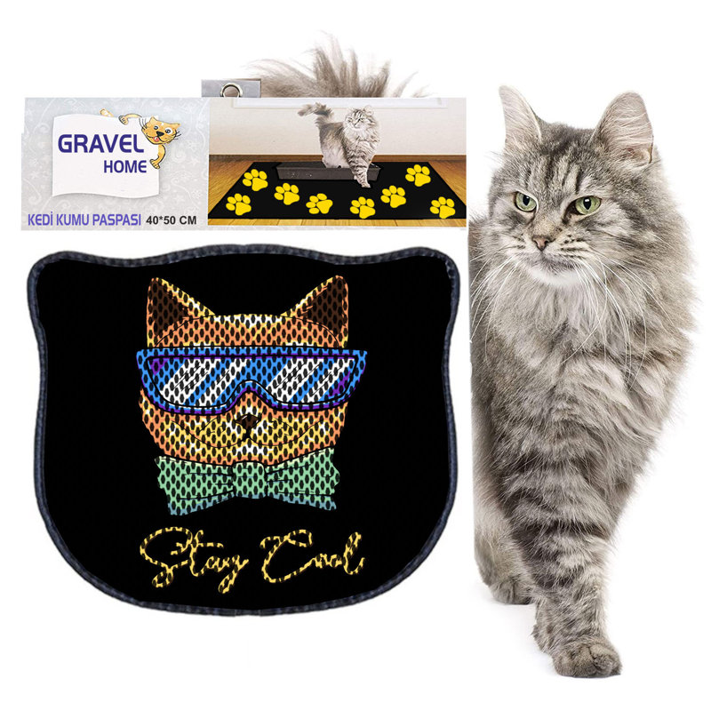 Tapis de litière durable pour chat, 15,7 po x 19,7 po | 50% PVC / 50% polyester, lavable à la machine et passer l'aspirateur | Parfait pour un nettoyage facile, conception antidérapante pour garder votre maison propre et fraîche, idéal pour les propriétaires d'animaux de compagnie