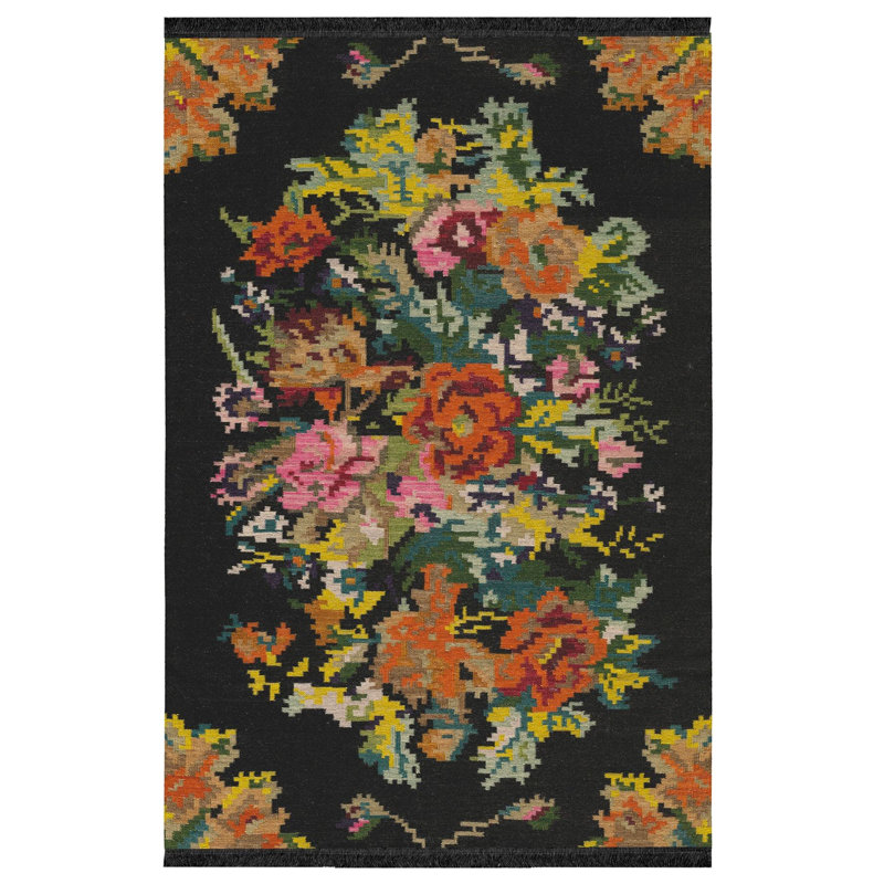Karabakh Pattern Vintage Multicolor Woven Base Machine Washable Rug, Rectangle 2'4" x 3'11" Rug Pad Included