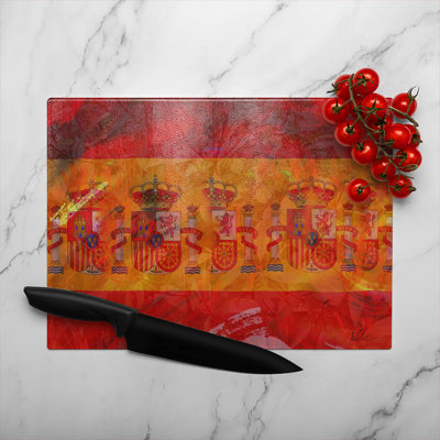 Spain Flag Glass Chopping Board