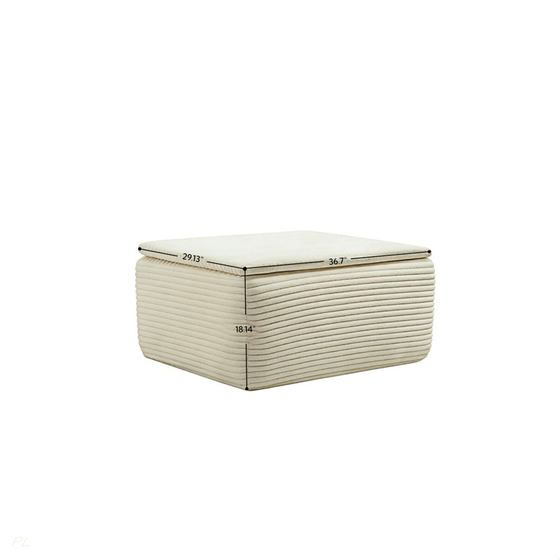 Ottoman Footrest With Removable Washable Cushion, Beige