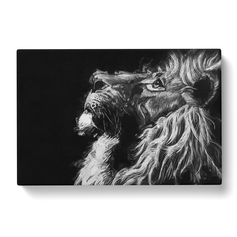 Majestic Lion Illustration In Abstract - Wrapped Canvas Print, 40cm H x 60cm W x 3cm D