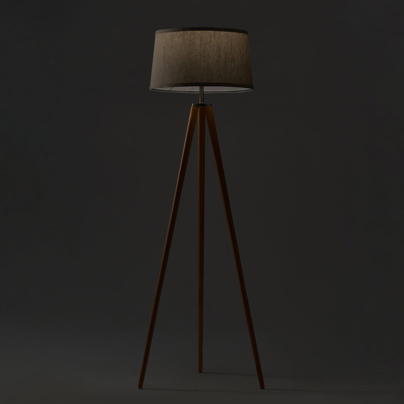 Emma LED Tripod Natural Wood Floor Lamp for Kids' Nursery