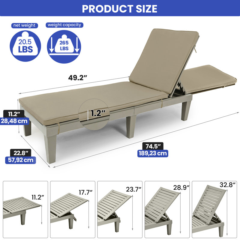 Chaise longue d'extérieur Kimbal - ensemble de 2, Tanné, Brun