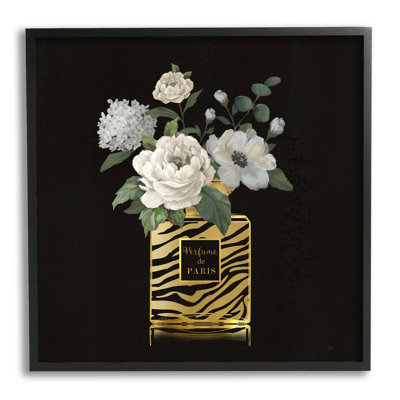 Blooms en bouteille à motifs encadrée sur bois par Nan Print