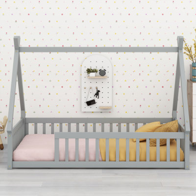 Creative Tent-Shaped Floor Bed With Secure Guardrails