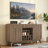 61" Modern Fluted Wine Bar Cabinet, Built-in Mini Fridge, Adjustable Shelves, Wine Rack & Glass Holder, Sideboard for Living Room & Dining Room, Gray Oak-138237047