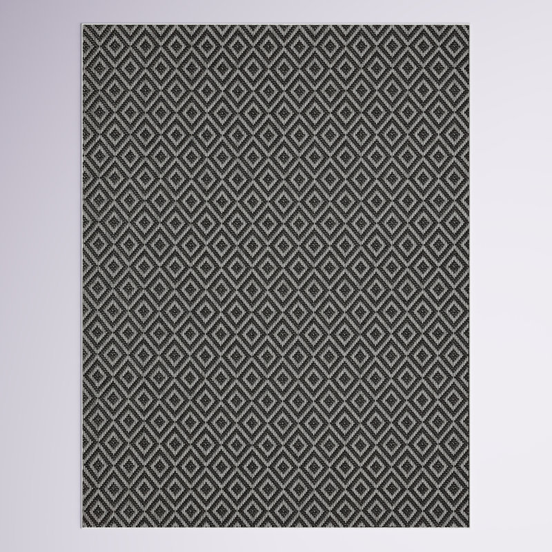 Tapis géométrique intérieur / extérieur gris foncé, Rectangle 3 pi 7 po x 5 pi 2 po