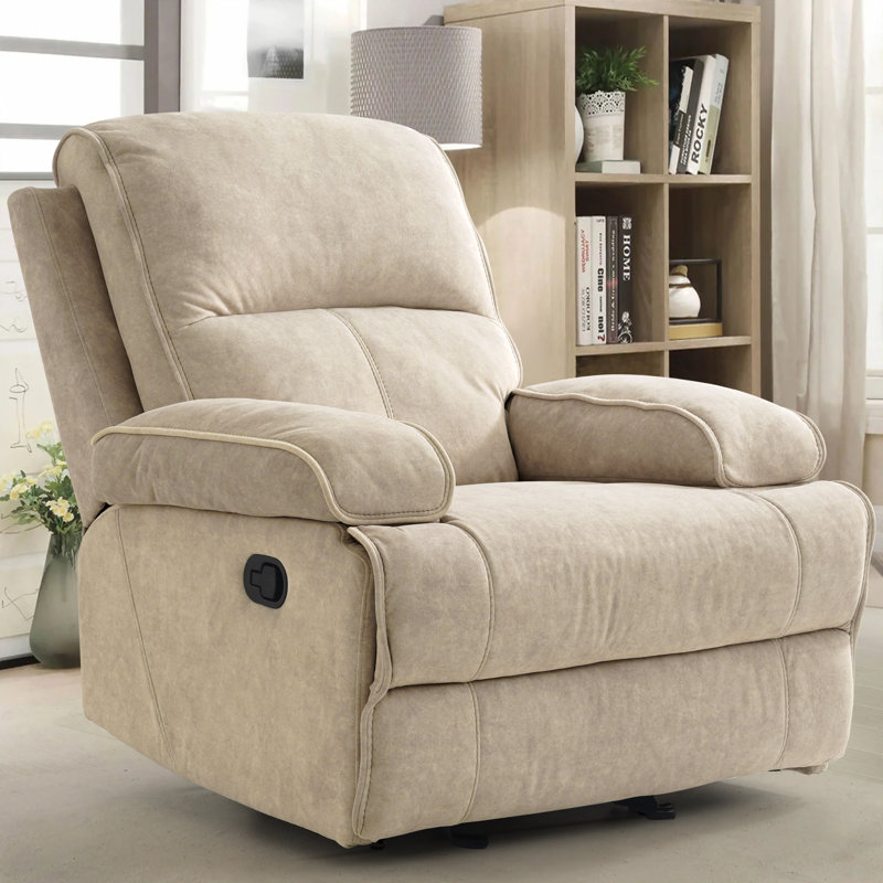 Saidee 35.4" Wide Manual Glider Rocker Recliner Chair, Flaxen