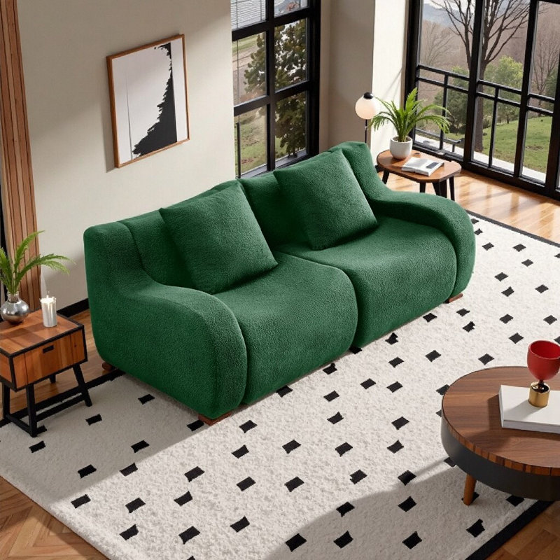 Canapé modulaire Sink-In | Tissu en peluche et sans assemblage | Conception profilée et profilée, Vert
