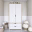 Armoire moderne scandinave, noyer clair et blanc, 35,4 x 72,0 x 17,7 pouces | 100% panneau de particules enduit de mélamine, épaisseur: 0,7 pouce | Nombreuses tablettes, solution de rangement murale, élégante et fonctionnelle-1721635884