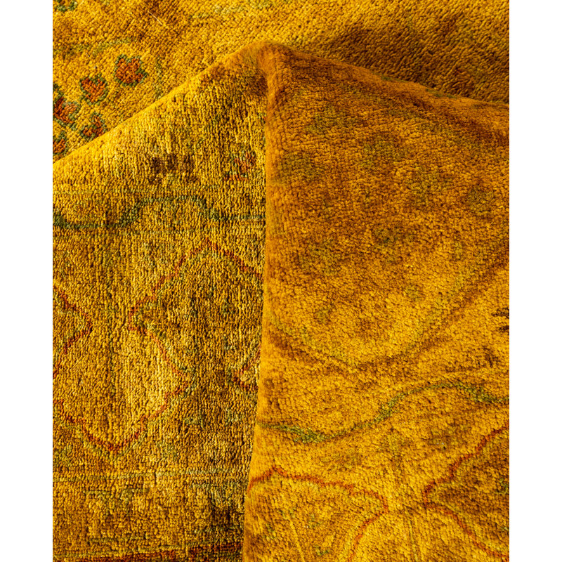 Overdyed Hand-Knotted Wool Modern-Contemporary Gold Area Rug 5' 3" x 7' 7"