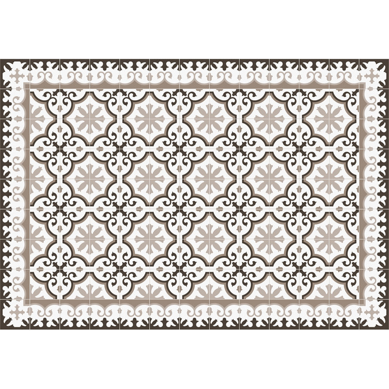 Eliezar Vinyl Machine Printed Area Rug, Rectangle 5'3" x 7'6.6"