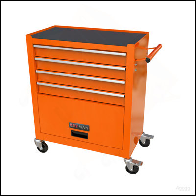 4 DRAWERS MULTIFUNCTIONAL TOOL CART WITH WHEELS-ORANGE