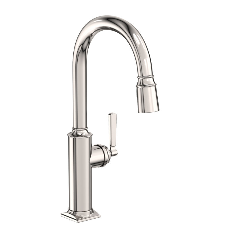 Adams Single Handle Pull Down Kitchen Faucet, Polished Nickel