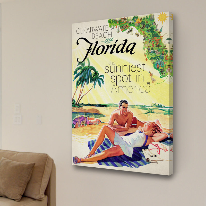 Travel Poster Florida - No Frame Print on Canvas, 45cm H x 30cm W x 3.81cm D