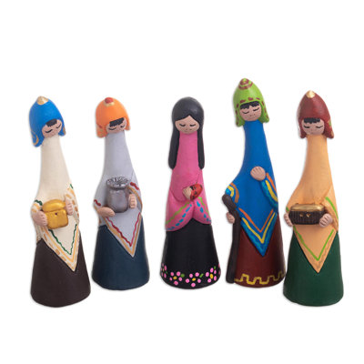 Crèche en céramique faite à la main The Family Aisle® (5 pièces)