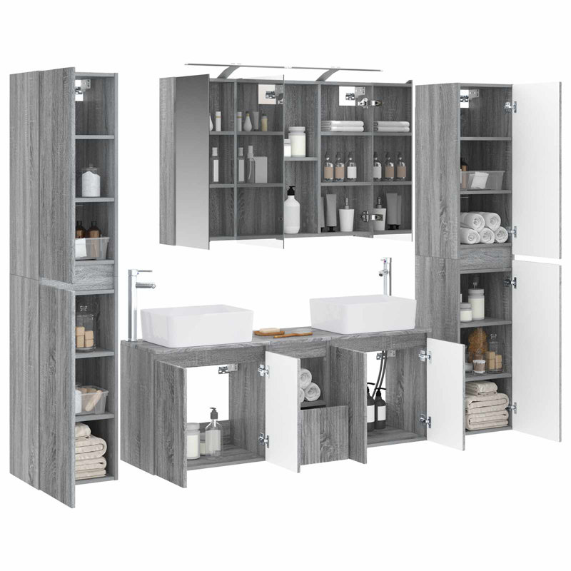 Vanity & Mirror Set, Grey