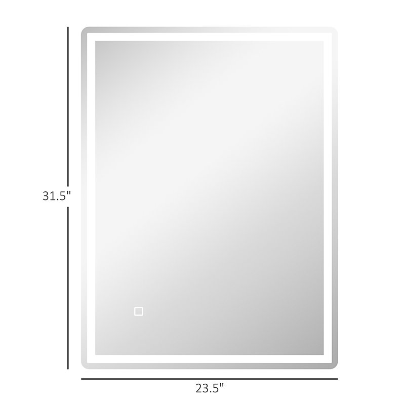 Miroir de salle de bain à intensité variable 36 "x 28" avec lumières HOMcom, 23,5 po x 31,5 po