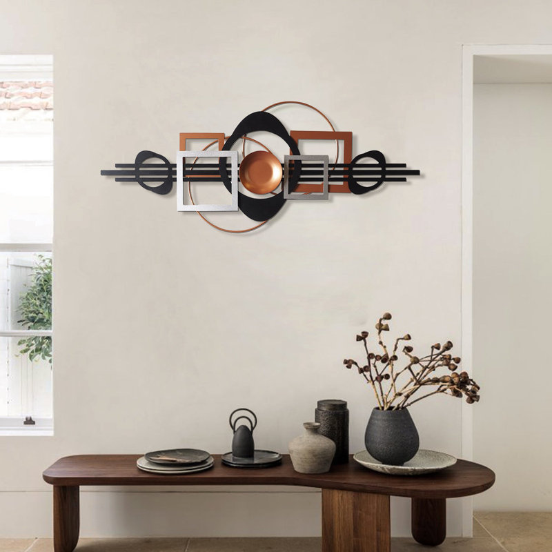 Élégant accessoire mural décoratif en métal, noir et argent / finition cuivre, 16,1 po x 39,0 po | 100% acier durable (épaisseur: 0,06 pouce) | Conception légère (3,7 lb) | Parfait pour les décorations et les objets d'art modernes