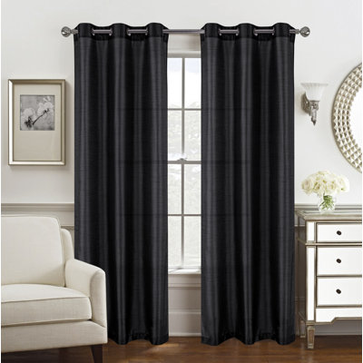 Manvik Faux Silk Window Curtain Panel Pair