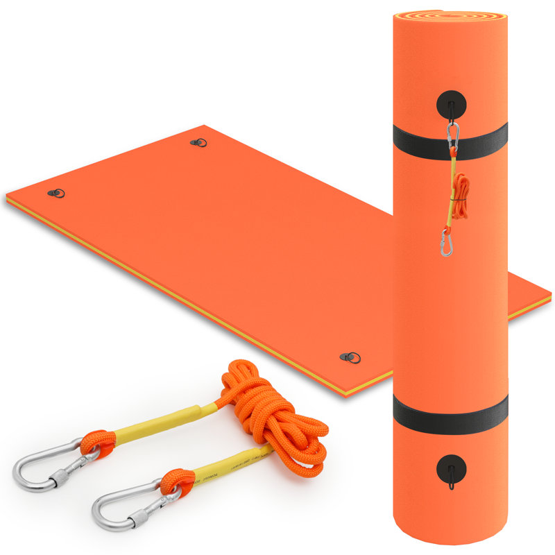 Orange and Yellow 12x6FT Tear-Resistant XPE Foam Floating Water Mat