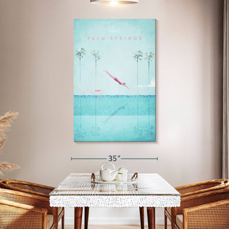 Affiche de voyage rétro Aime Palm Springs, H 51 po x l 34 po