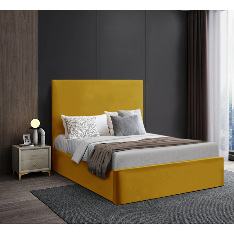 Celeste Bed Frame Upholstered Bed, Mustard, Super King (191 x 219cm)