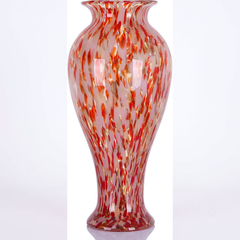 Red Glass Bottle-Shaped Vase