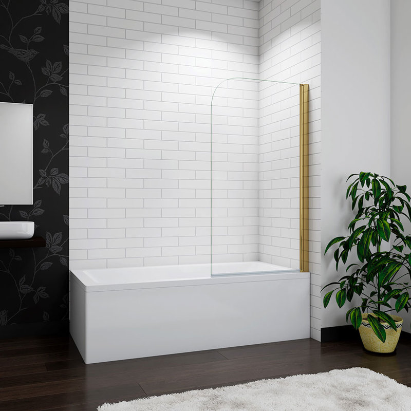 800x1400mm Brushed Gold Frameless Pivot Bath Screen Easyclean Glass Panel