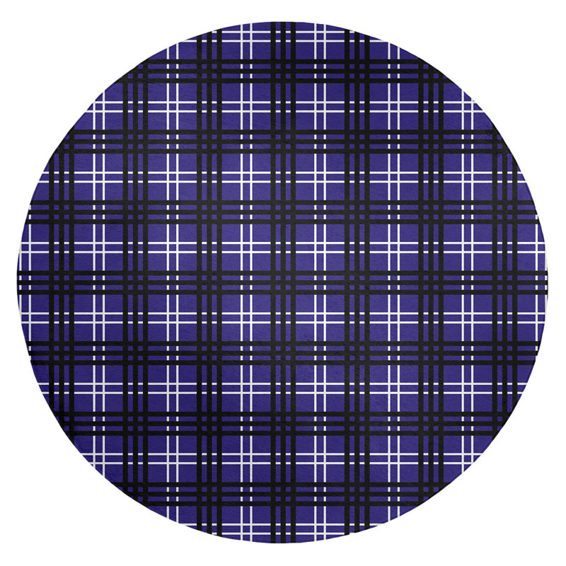 Plaid Indoor Rug, Round 5'