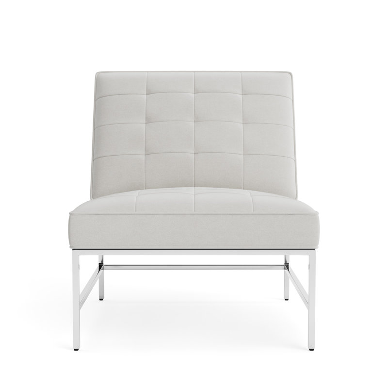 Major Chair, Performance Velvet - Silver, Polished Stainless Steel