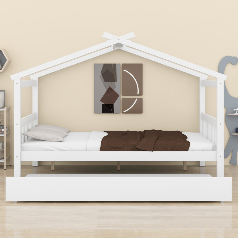 Lit en bois avec couchette, Blanc