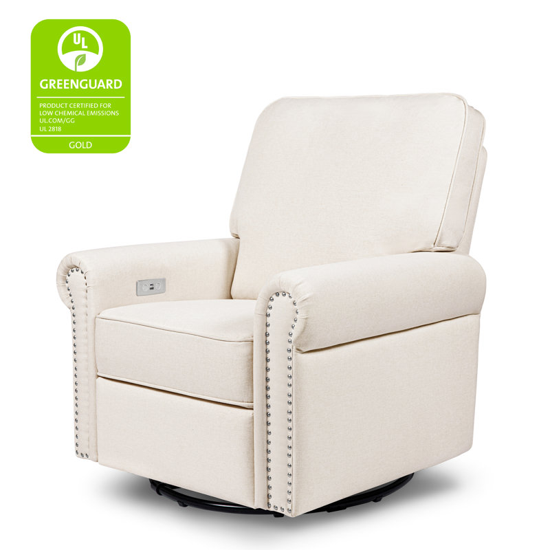 Linden Electronic Recliner and Swivel Glider in Eco-Performance Fabric with USB port, Cream
