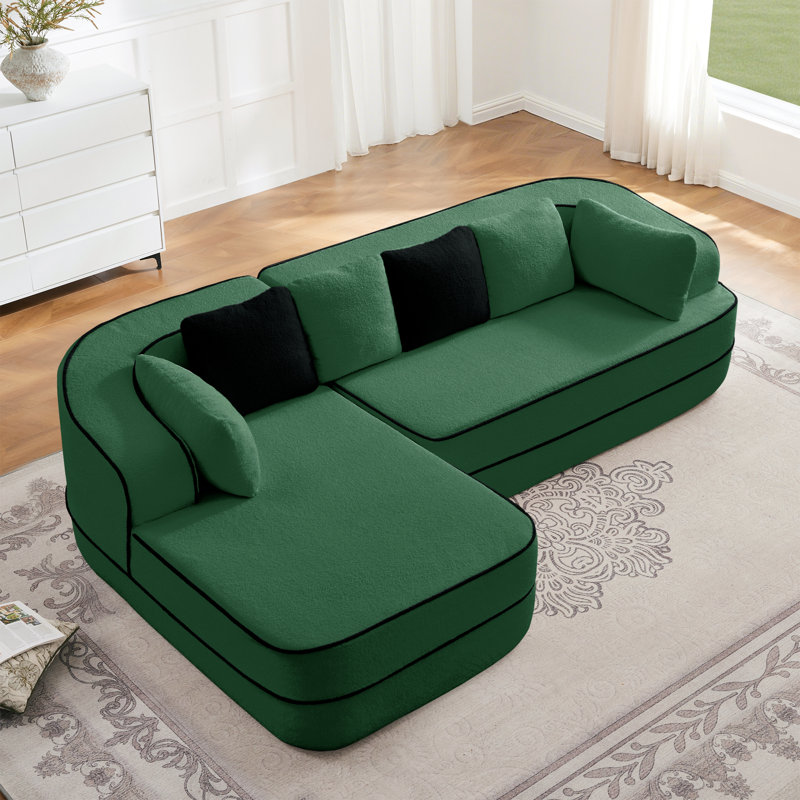 Canapé pelucheux en éponge haute densité sans assemblage 32D Teddy, Vert
